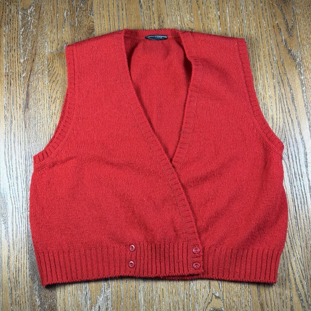 VTG Preswick & Moore Women's 40 XL Red 100% Shetland Wool Sweater Vest Old Money